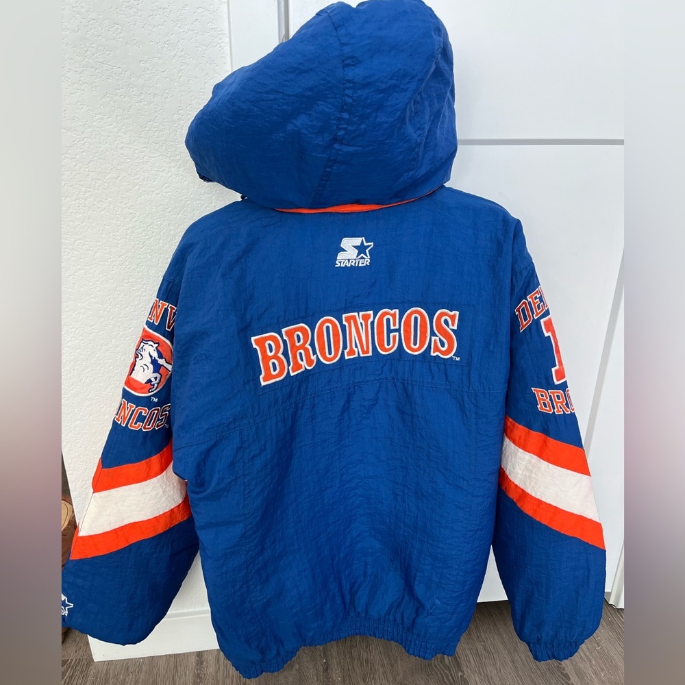 Denver Broncos football zip up Starter jacket with removable hood